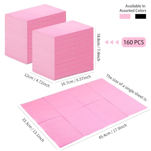 160pcs Pink Disposable Nail Mats - 3 Ply Waterproof Nail Practice Sheets