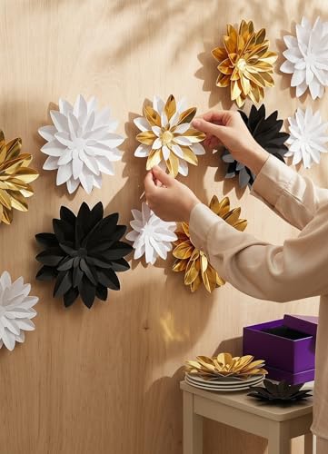 3D Paper Flower Wall Decor Set - Wedding & Party Centerpieces (Pack of 9)