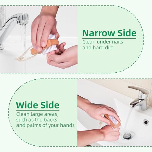 BONUMVITA 2-Pack Wooden Nail Brush with Hanging Rope