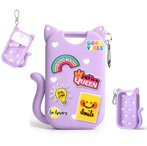 Purple Touchland 1 Oz Hand Sanitizer Silicone Case with Keychain & 6 Charms - Cat-Ear Design