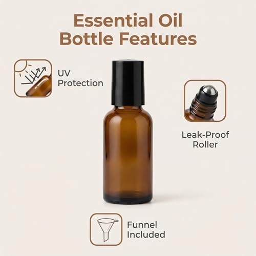 3-Pack 30ml Glass Roll-On Bottles for Essential Oils & Perfumes