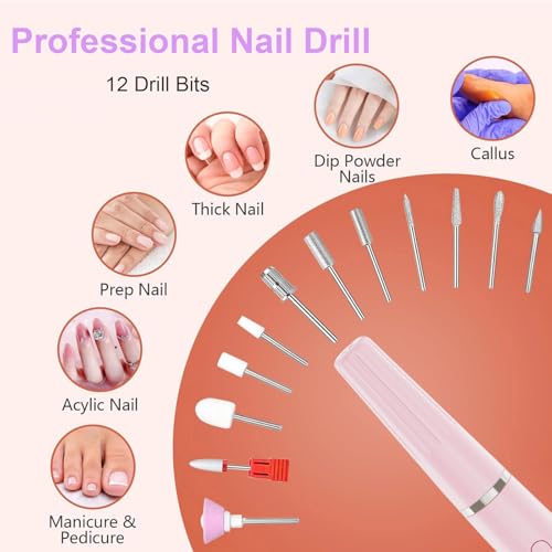 ZARRSON Cordless Electric Nail Drill Kit - Portable Professional Nail File