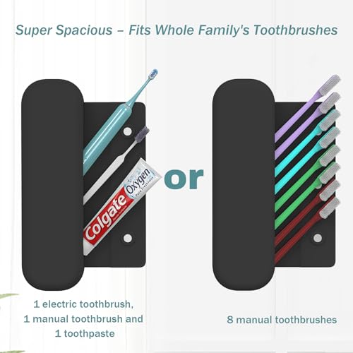 Hacole Black Silicone Travel Toothbrush Case Large Capacity, Waterproof & Secure