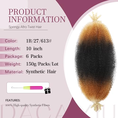 DACAI XIU 10-Inch Pre-Separated Marley Twist Braiding Hair, 6 Packs