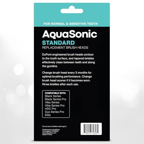 AquaSonic Replacement Brush Heads - 8 Pack Black, ADA Accepted