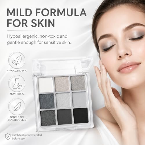 Black Smokey Eyeshadow Palette - 9 Cool Toned Shades