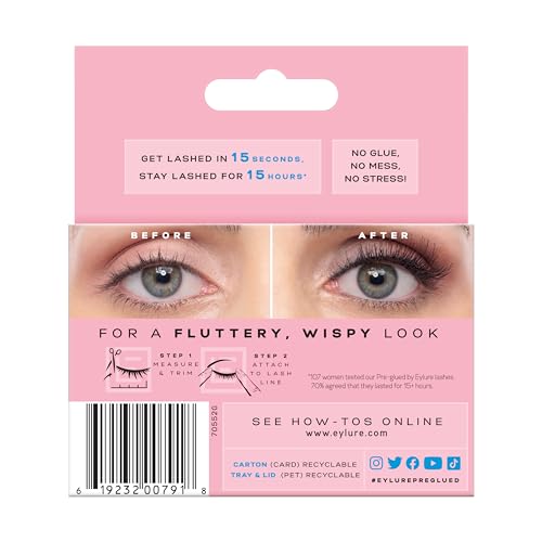 Eylure Pre-Glued Light & Wispy Accent No. 003 Natural Lashes 2 Pack, Vegan & Cruelty-Free
