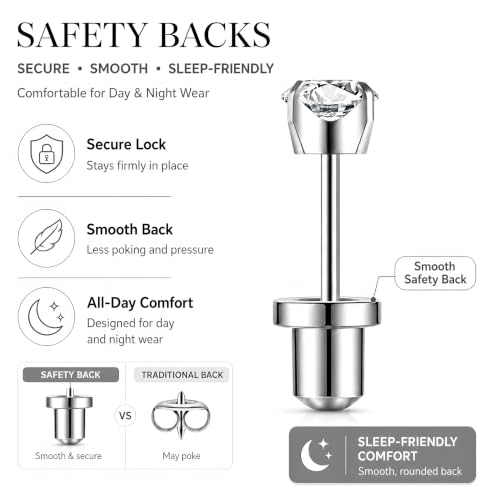 Ear Piercing Kit - Disposable Gun with 4mm CZ Studs, White