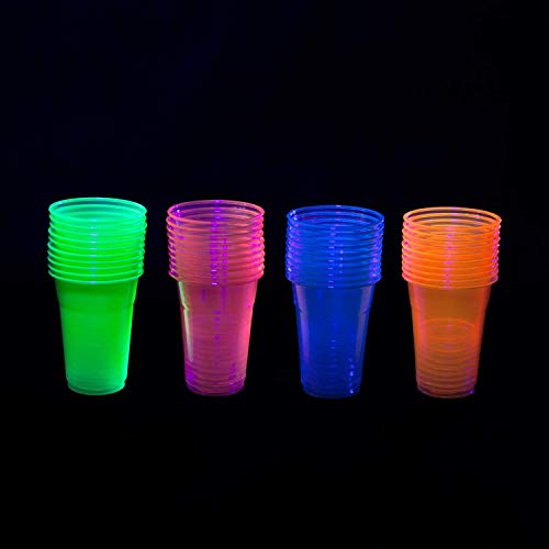 12-Ounce Assorted Neon Plastic Party Cups - 20 Count