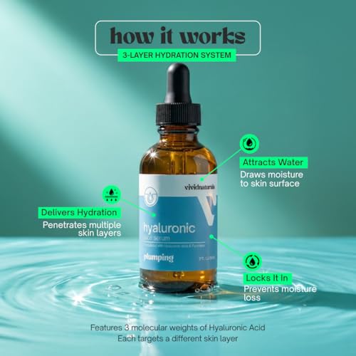 Vivid Naturals Hyaluronic Acid Serum for Face, 60 ml – Lightweight Hydrating Facial Serum with Panthenol