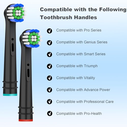 Replacement Oral B Pro 1000/Smart 1500 Brush Heads - 8 Color-Coded Medium-Firm Multi-Pack