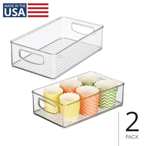 iDesign Stackable Pantry Bins with Handles - Set of 2 Clear Storage Containers