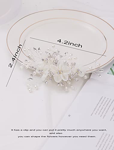 Achairder Bridal Wedding Hair Comb with Mesh Flowers and Rhinestones