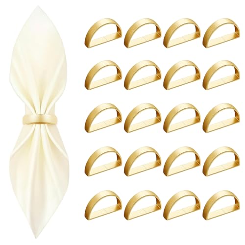 20 Pcs Gold Metal Napkin Rings - Elegant Half-Circle Design