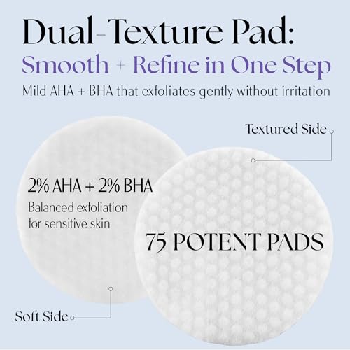 Clinical Resolution Pore Refining Toner Pads, 75 Count - AHA, BHA, Niacinamide & Cica for Smoother Skin