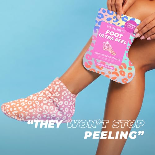 Vitamasques Coconut & Pineapple Foot Peeling Mask - Exfoliating Callus Remover, 3 Pairs