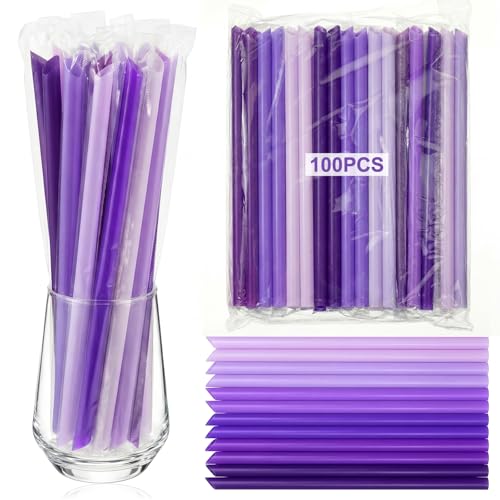 Tessco Jumbo Purple Boba Straws - 600 Pcs 9.84" Smoothie Straws
