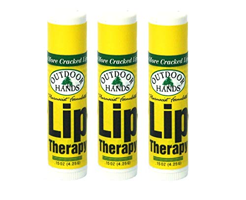 Outdoor Hands Lip Therapy Balm Pack of 3 with Shea Butter, Coconut Oil & Blackberry Seed Oil 0.15 oz tubes