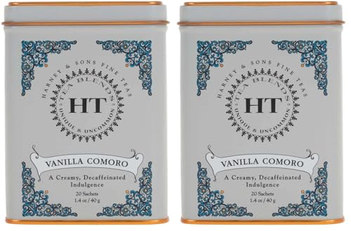 Harney & Sons Vanilla Comoro Decaf Black Tea - 20 Sachets Tin