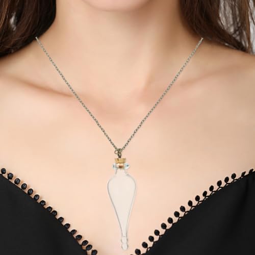 TEHAUX Mini Glass Bottle Necklace with Cork - DIY Keepsake Pendant