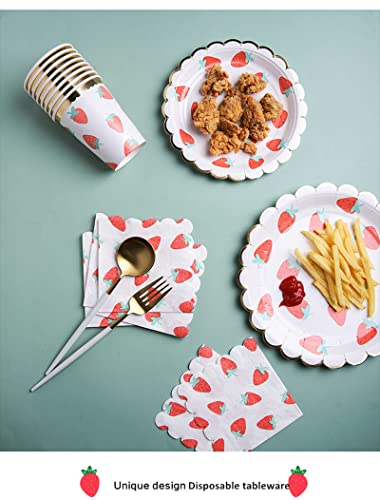 Strawberry Plates - 40-Count 7-Inch Paper Party Supplies