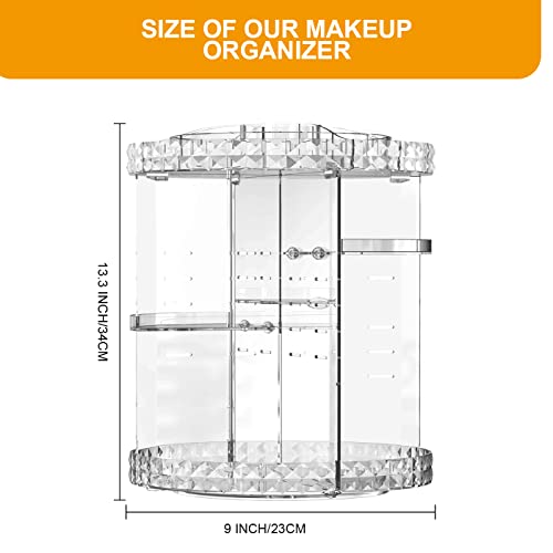 MISERWE Clear 360° Rotating Makeup Organizer with 7 Adjustable Layers, Large Capacity