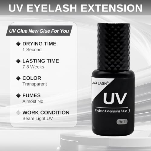 UV Eyelash Extensions Glue - 1 Sec Dry, Low-Fume 5ml for Salons