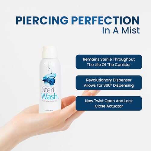 Steri-Wash Aftercare Piercing Spray 3 oz Pack of 2 | Vegan, Sterile Saline Solution