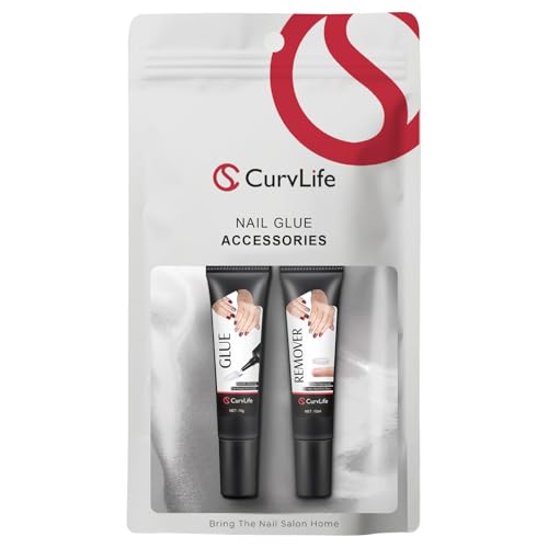 CurvLife Quick-Drying Nail Glue Gel & Remover Set - 10g + 10ml