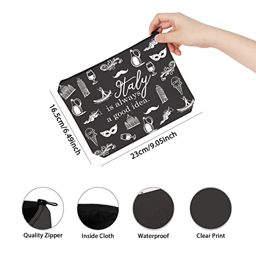 Italy Travel Gift Makeup Bag - Zipper Pouch for Cosmetics & Accessories