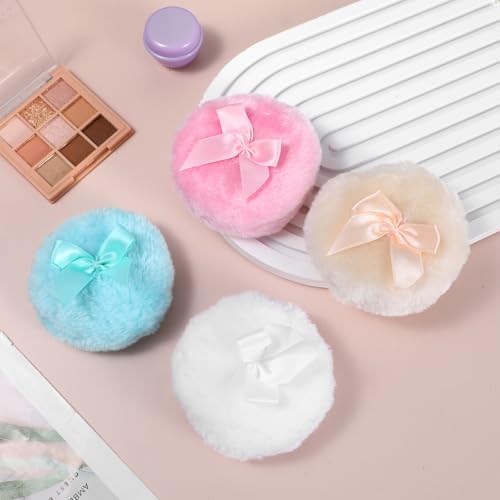 Fluffy Body Powder Pad Set - 4 Reusable Makeup Puffs in 4 Colors