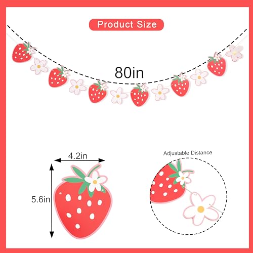 Strawberry and Daisy Banner for Birthday Party Decorations