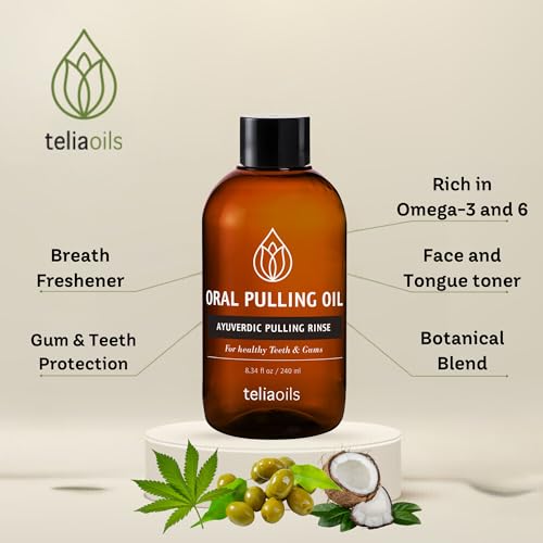 Teliaoils Coconut Oil Pulling Oil for Oral Detox & Fresh Breath 8.34 fl oz