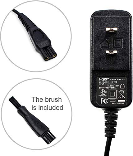 HQRP Replacement AC Power Cord & Cleaning Brush for Philips Norelco Shavers 5100-9700 Series