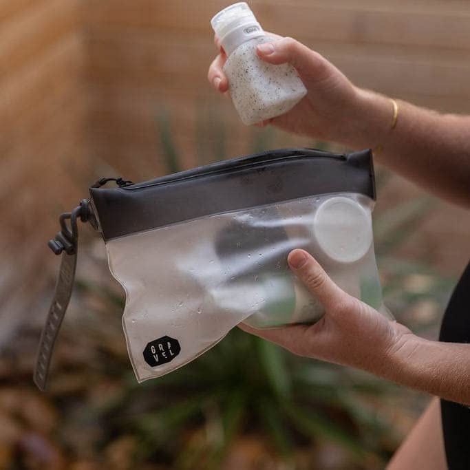 Gravel TSA Approved Clear Travel Toiletry Bag - Quart Size, Black & Clear