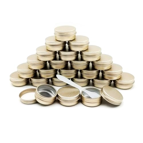 24 Pack 10ml Aluminum Cosmetic Tin Jars with Screw Lids & Accessories