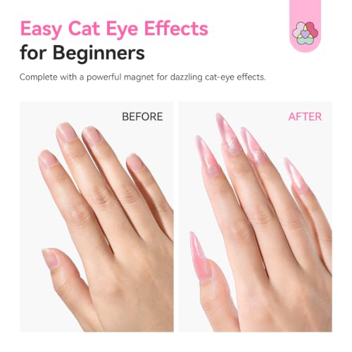 SAVILAND Cat-Eye Poly Gel Nail Kit - 4 Pink Colors with UV Lamp & Tools, Model 03-4