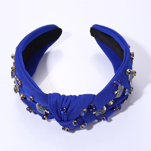 Hanukkah Headband for Women - Blue Dreidel Knotted Hair Accessory A