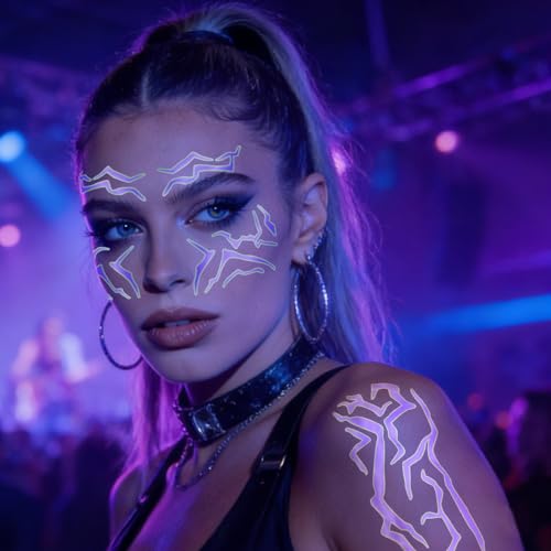 Glow in the Dark K-Pop Temporary Tattoos Kit - 12 Sheets