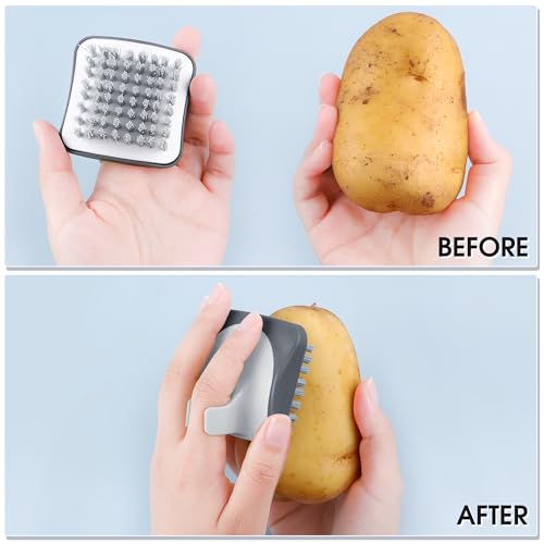 Aodaer Vegetable Brush Set - 2 Silicone & Nylon Scrubbers for Fruits & Veggies