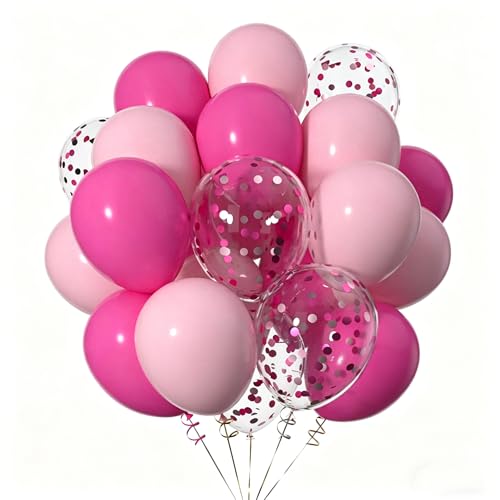 12 Inch Pink Confetti Latex Balloons - Pack of 50 for Parties
