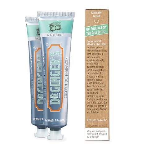Doctor Ginger's Coconut Oil Toothpaste, Fluoride-Free & Xylitol, 4oz 2-Pack