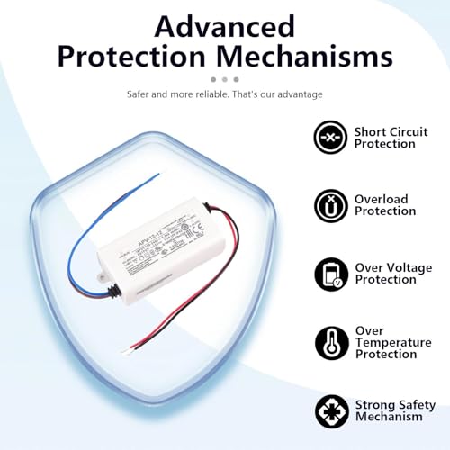 12V 1A Switching Power Supply for LED Lighting - 12W, IP42 Protection