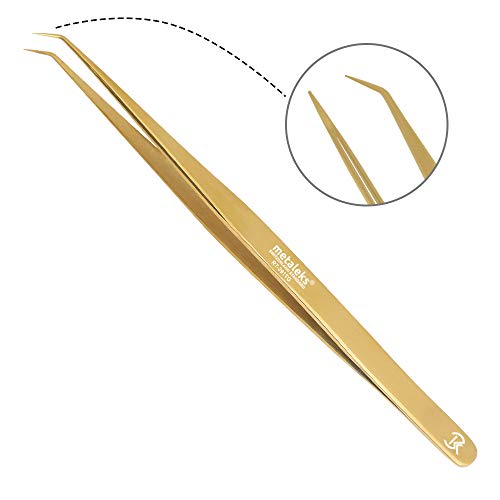 Metaleks 14cm Japanese Steel Lash Tweezers - 45 Degree Angular Tip