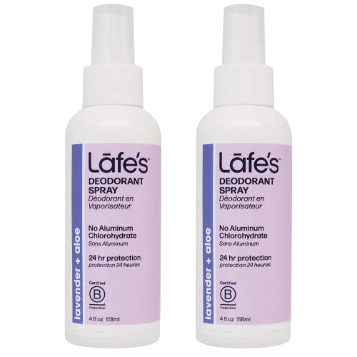 Lafe's Natural Deodorant Spray, Lavender & Aloe, Aluminum-Free, 2-Pack
