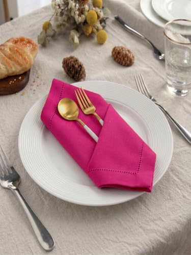 Palisa Hot Pink Cotton Cloth Napkins - Set of 4, 18x18 Inch