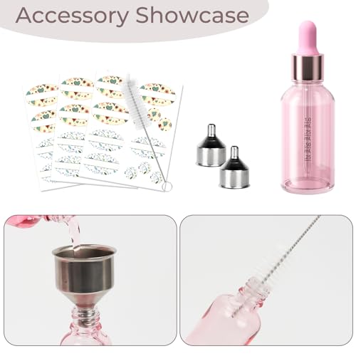 CycleMore 12 Pack 1 oz Pink Glass Boston Bottles with Droppers