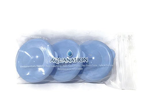 AquaNation 55mm Dew Cap Replacement Lids - Pack of 3 for 3 & 5 Gallon Bottles