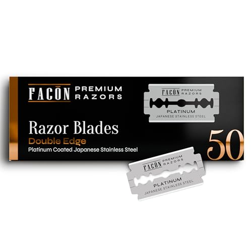 FACON 50 Double Edge Safety Razor Blades Platinum Stainless Steel for Men & Women