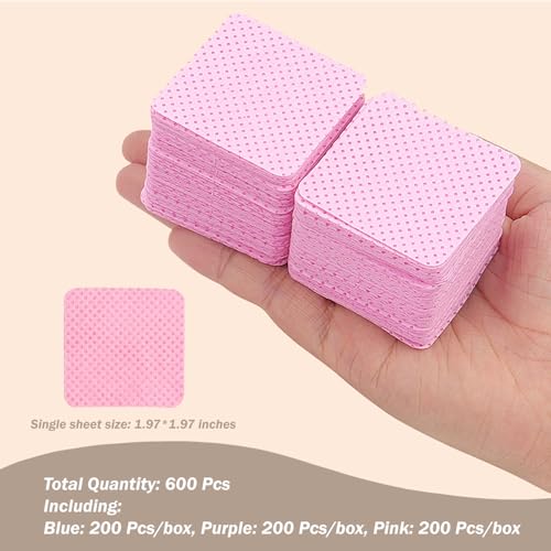 600 Pcs Lint Free Nail Wipes - Non-Woven Fabric Cleaning Pads